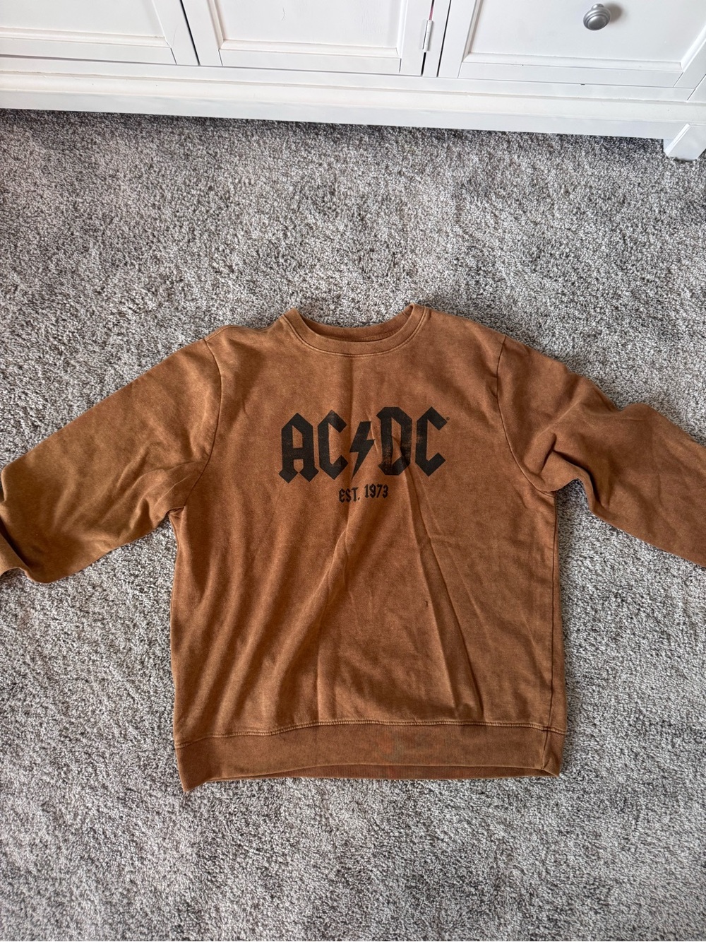 AC/DC Rust Brown Crewneck Sweatshirt with Black Logo